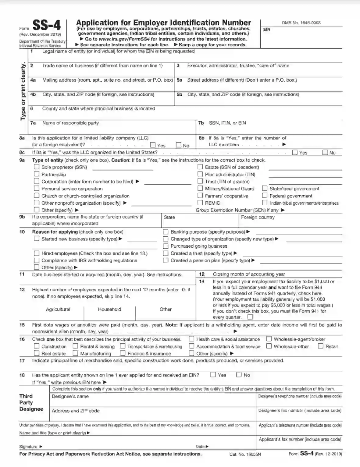 irs form ss-4