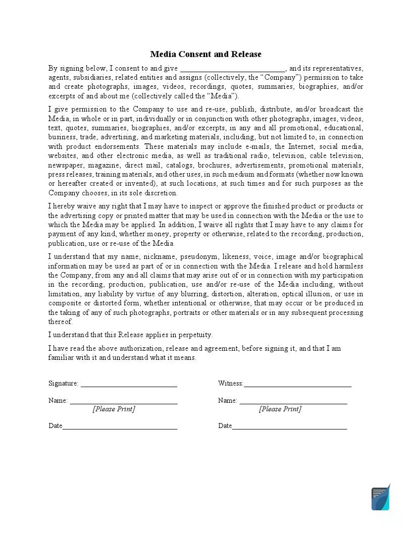 Free Media Release Form Social Media Waiver Template