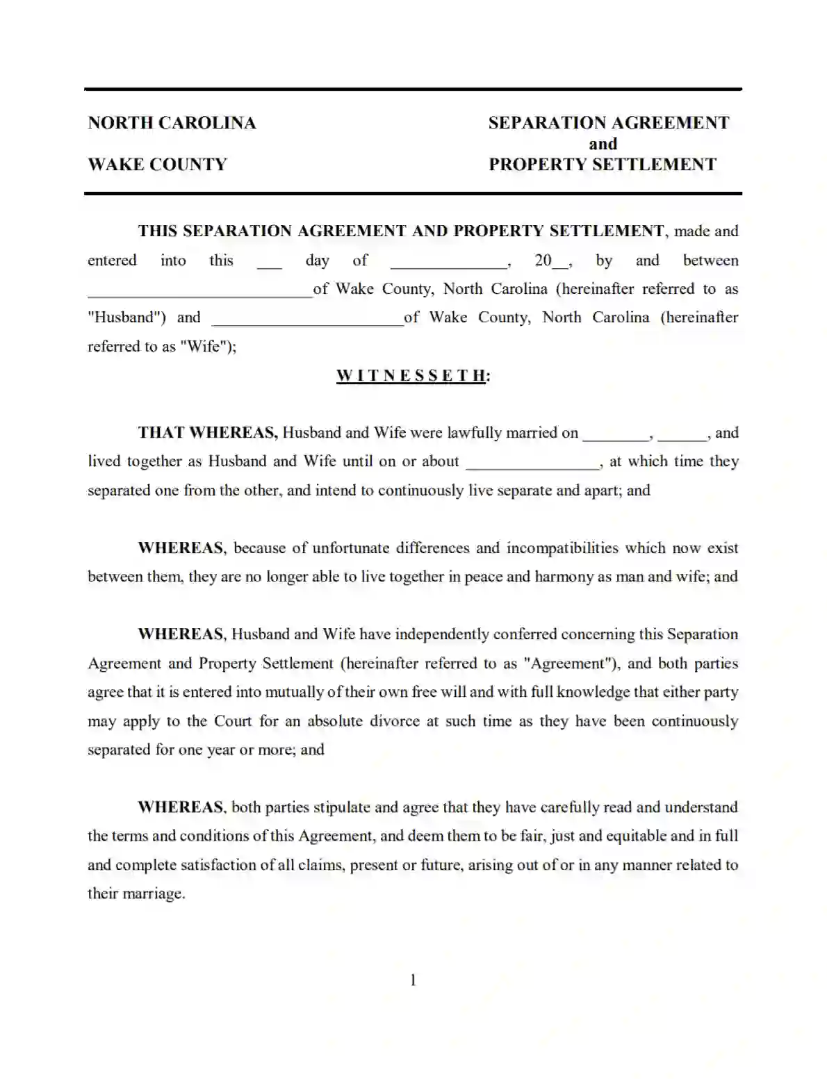 Separation Agreement Nc Template Separation Agreement Nc Template