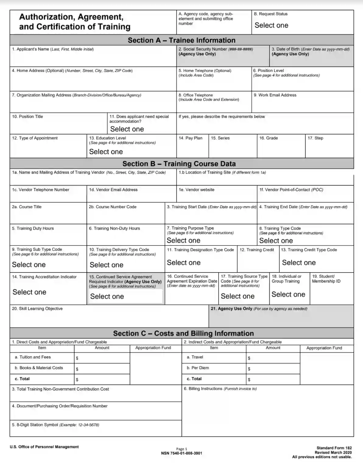 opm sf-182 form