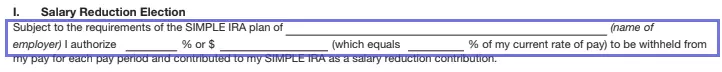 step 14 - agree upon salary reduction - filling out irs form 5304-simple