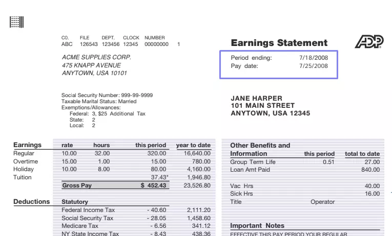 Adp Pay Stub