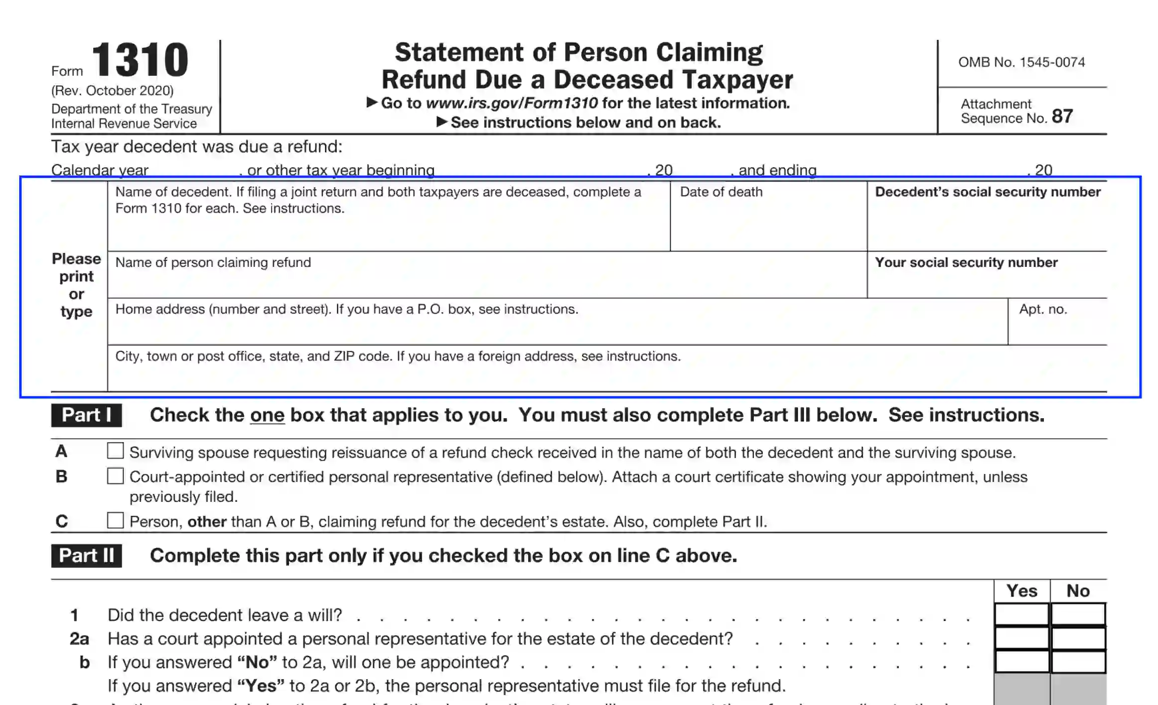 Irs Form 1310 Instructions 2023 Printable Forms Free Online 2228