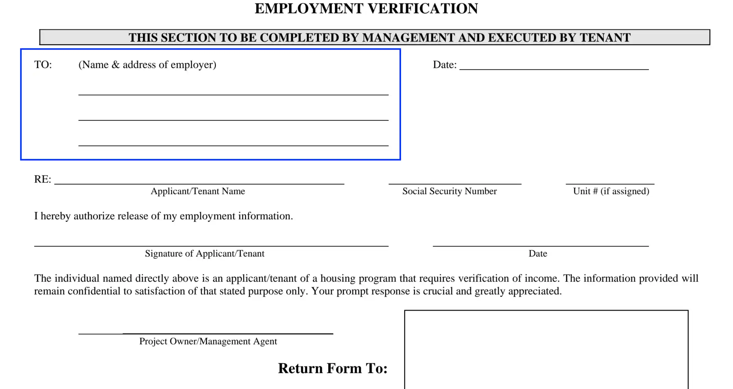 employment verification form evf fill out work income pdf