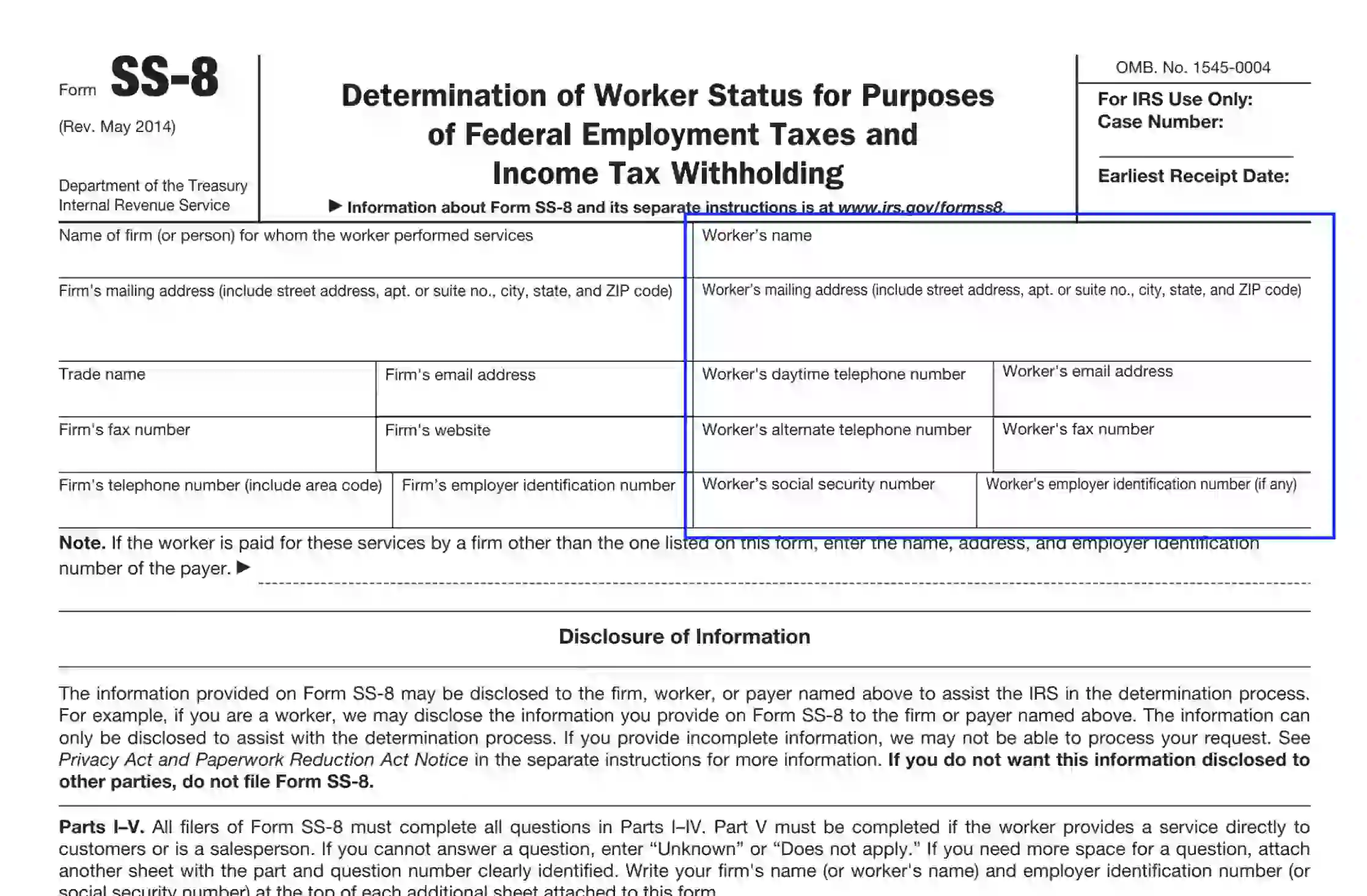 Irs Form Ss 8 Fill Out Printable Pdf Forms Online