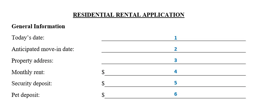 step 2 provide information about the lease - filling out the rental application form