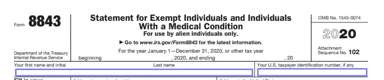 IRS Form 8843 ≡ Fill Out Printable PDF Forms Online