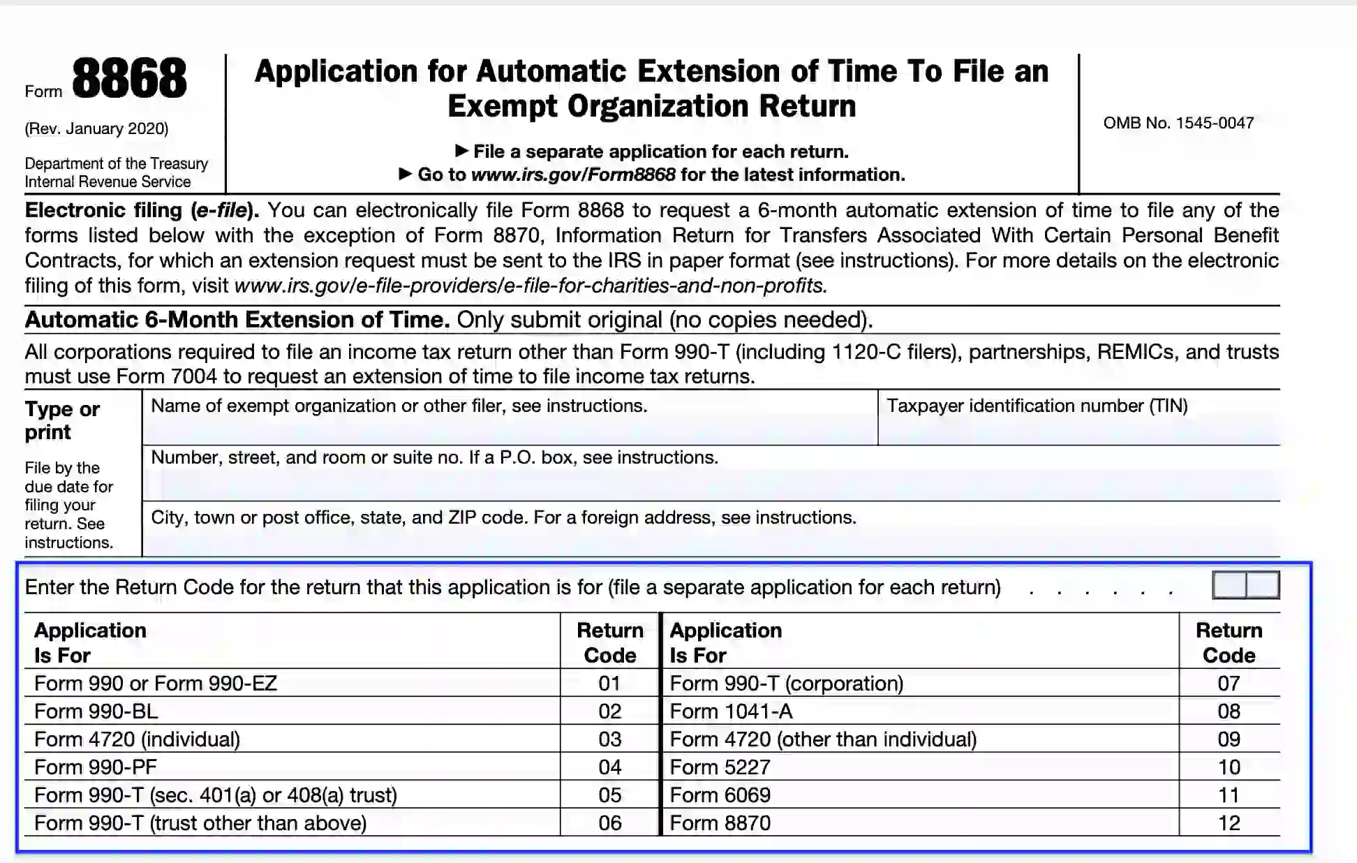 IRS Form 8868 ≡ Fill Out Printable PDF Forms Online