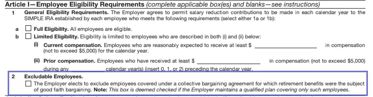 step 3 - indicate whether there are excludable employees - filling out irs form 5304-simple