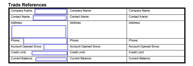 step 4 add trade references filling out business credit application template