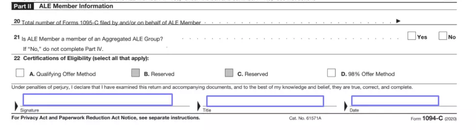 Irs Form 1094 C Fill Out Printable Pdf Forms Online