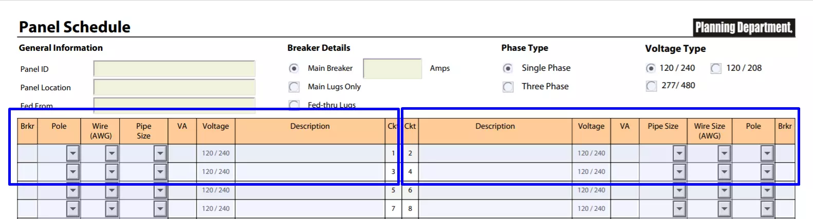 Electrical Panel Schedule Template Fill Out Printable Pdf Forms Online