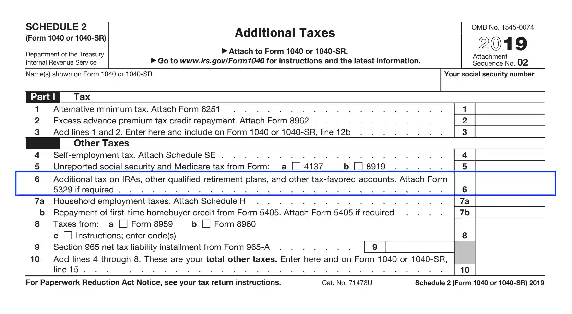 19 Form 1040 Sr Schedule 2