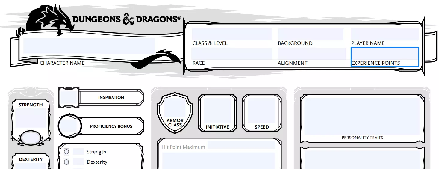 dnd character sheet fill out printable pdf forms online