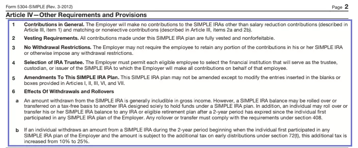 step 7 - look into additional provisions - filling out irs form 5304-simple