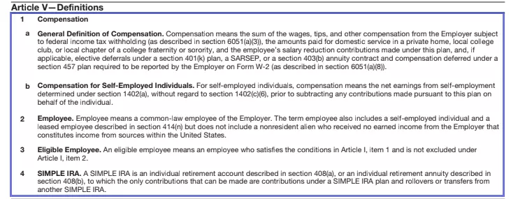 step 8 - study the definitions - filling out irs form 5304-simple