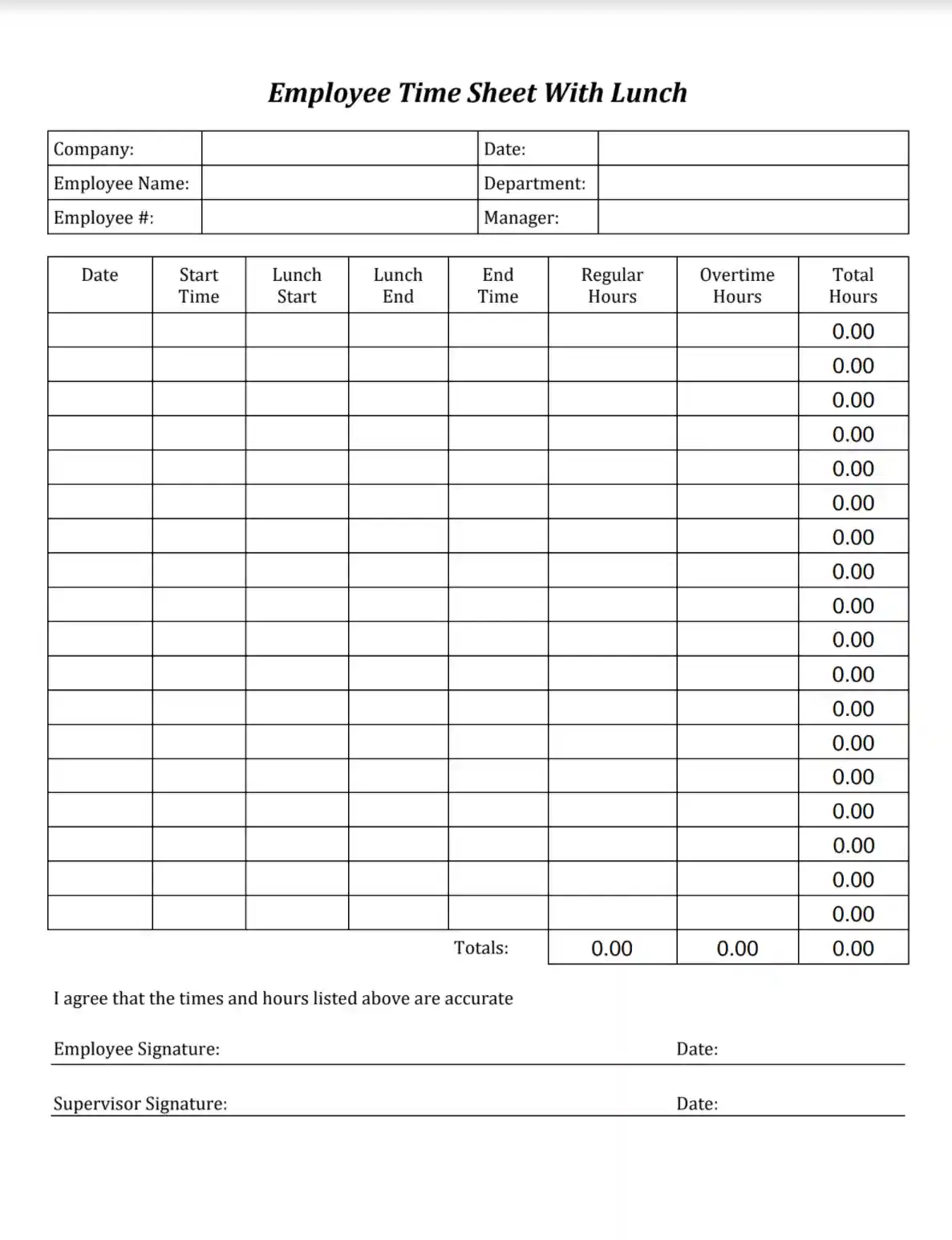 time card template