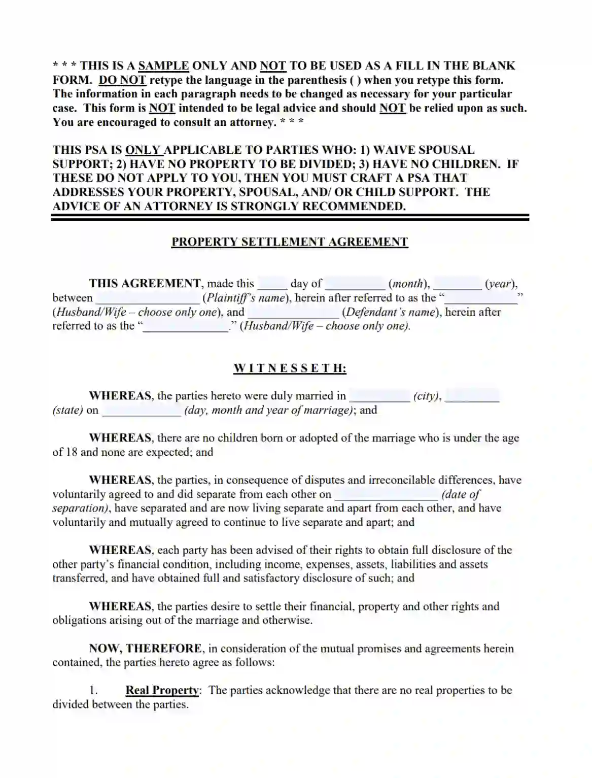 Virginia Divorce (Marital) Settlement Agreement Form [PDF] Intended For divorce mediation agreement template