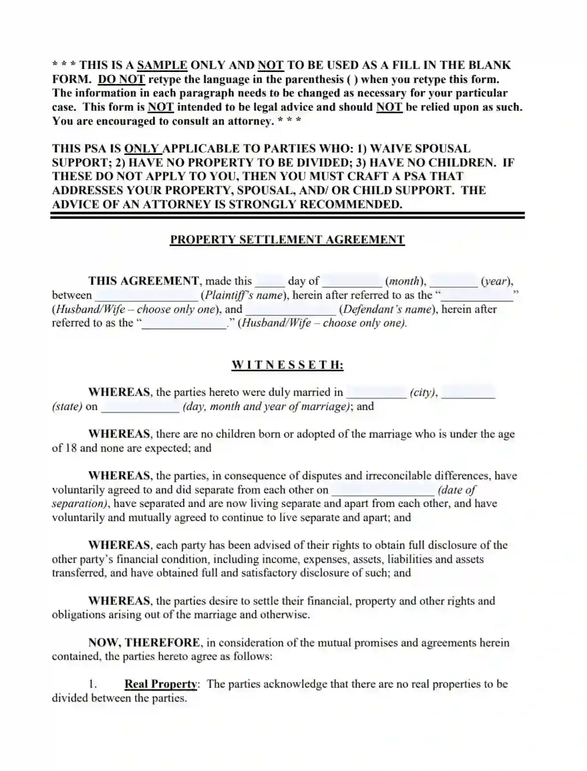 Virginia Separation Agreement Template Virginia Separation Agreement Template