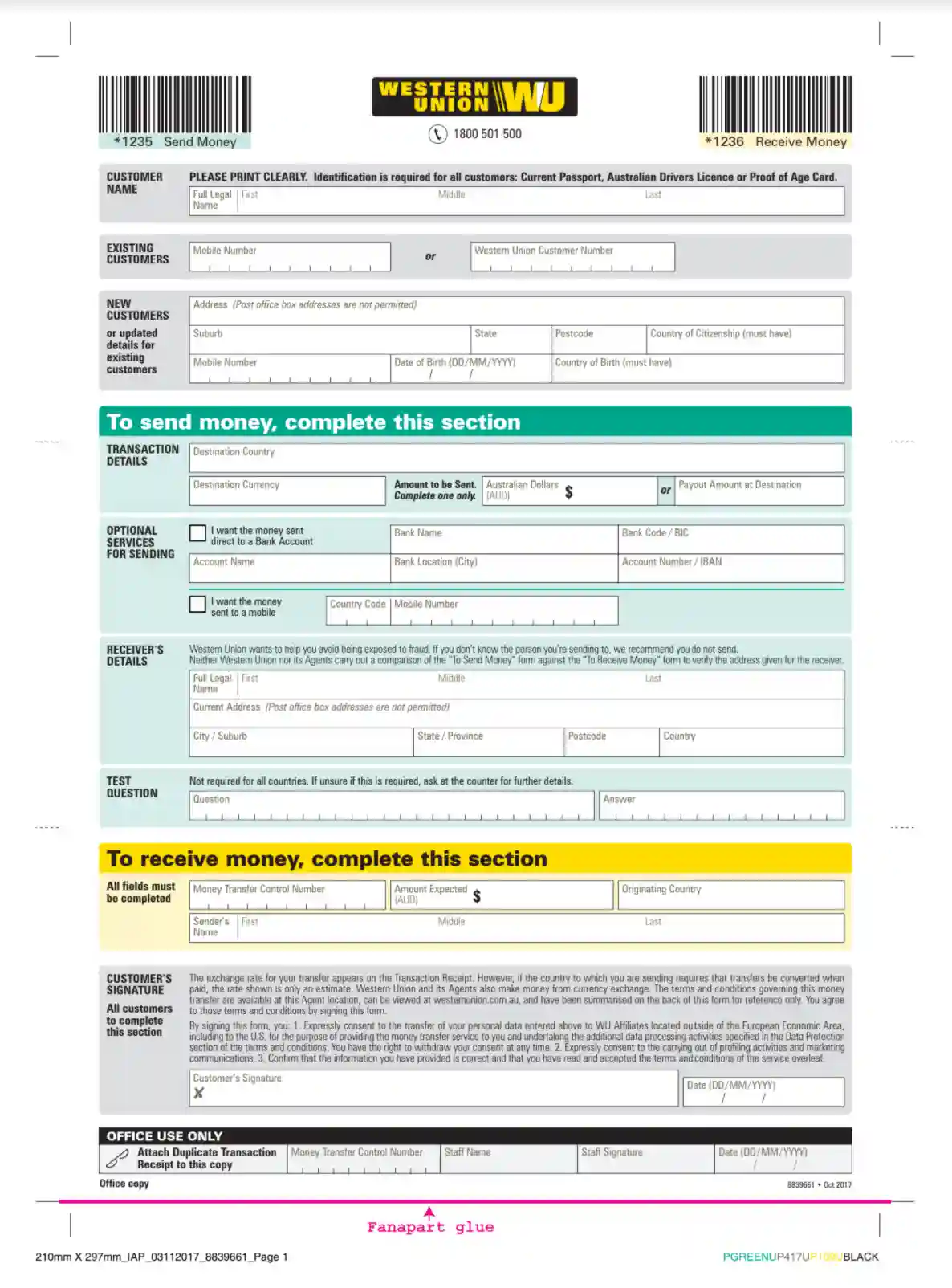 Western Union Form Fill Out Printable Pdf Forms Online