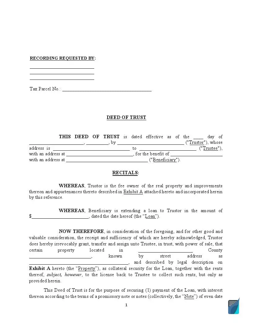 Free Deed of Trust Form | Fill Out a Trust Deed Template