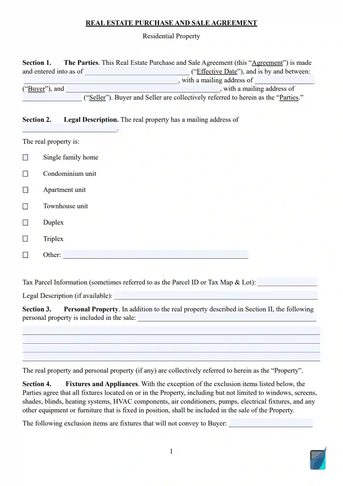 Free Real Estate Purchase Agreement Form Sales Contract   Real Estate Purchase And Sale Agreement Residential.webp