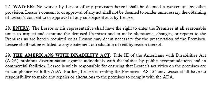 step 11.7 read the standard provisions filling out the triple net lease agreement