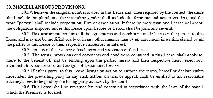 step 11.8 read the standard provisions filling out the triple net lease agreement