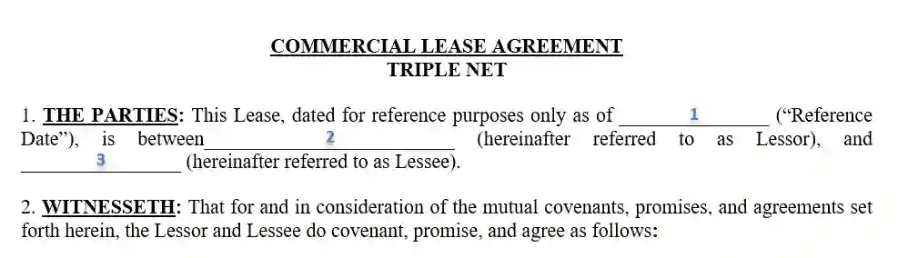 step 2 fill out the opening paragraph - filling out the triple net lease agreement