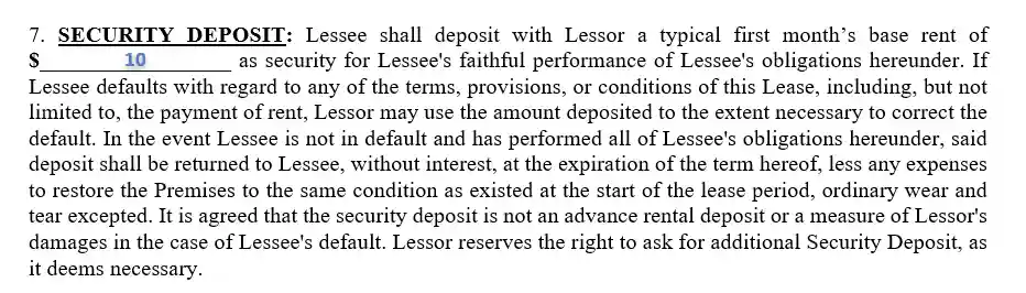 step 7 secure a deposit - filling out the triple net lease agreement