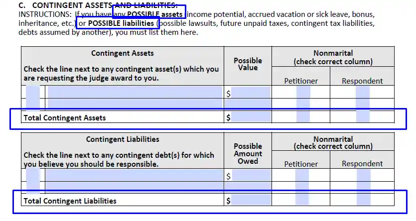 step 7.3 determine non divided property, if any filling out a florida financial affidavit short form