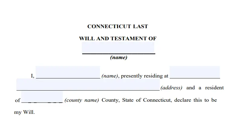 step 2 - filling out a connecticut last will form