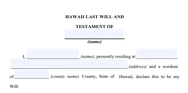 step 2 - filling out a hawaii last will form