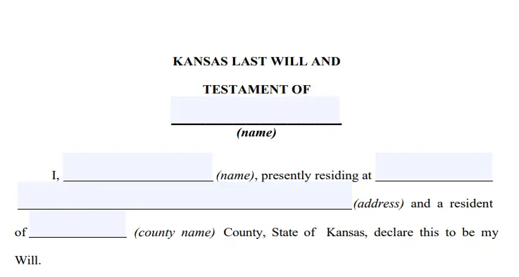 step 2 filling out a kansas last will form