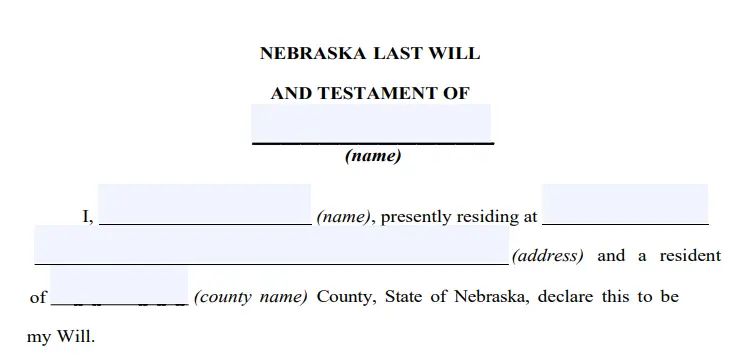 step 2 filling out a nebraska last will form