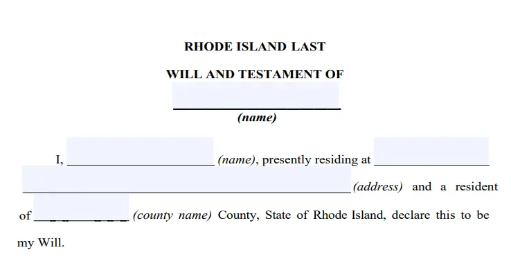 step 2 - filling out a rhode island last will form