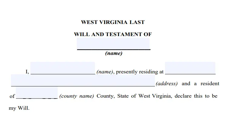 step 2 filling out a west virginia last will form