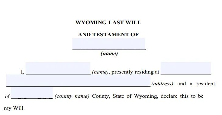 step 2 filling out a wyoming last will form