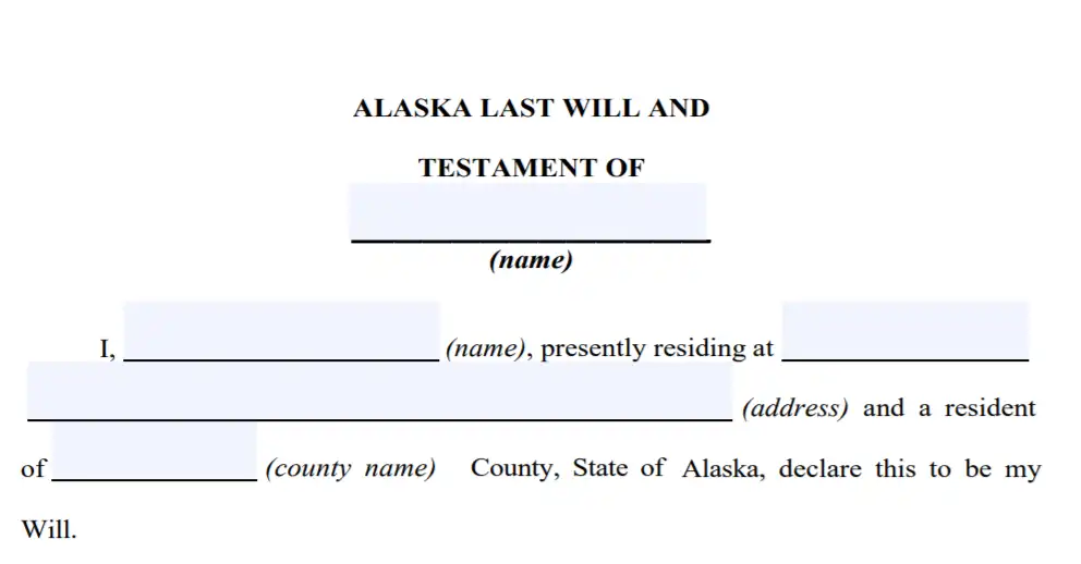 step 2 - filling out an alaska last will form