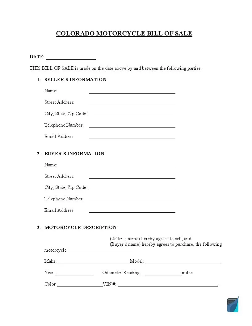 Free Motorcycle Bill Of Sale Form PDF Word Lupon gov ph