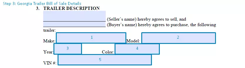 step 3 to filling out a georgia trailer bill of sale - details