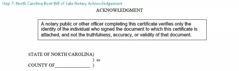 step 7 to filling out a north carolina boat bill of sale sample - notary acknowledgement