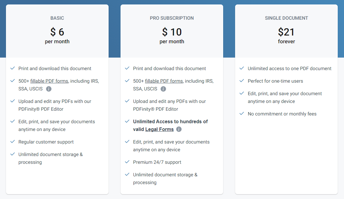 our three additional subscription plans