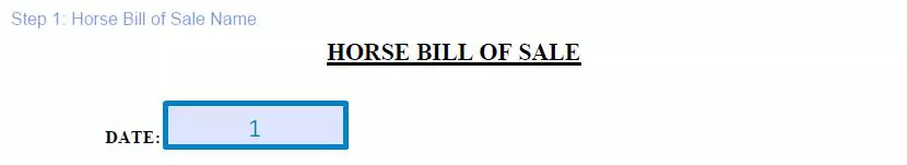 Step 1 to filling out a horse bill of sale - name
