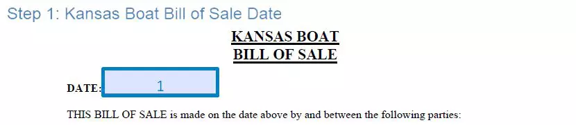 Step 1 to filling out a kansas boat bill of sale date