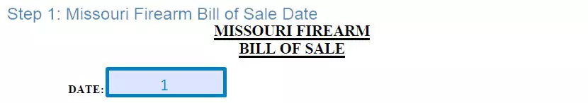 Step 1 to filling out a missouri firearm bill of sale - date