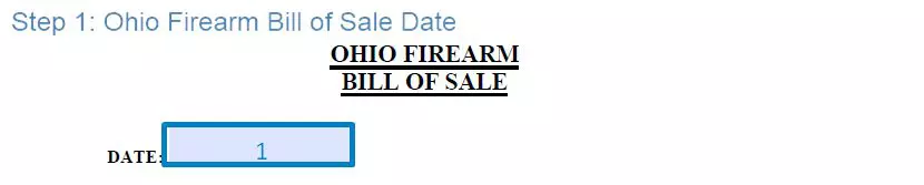 Step 1 to filling out an ohio firearm bill of sale - date