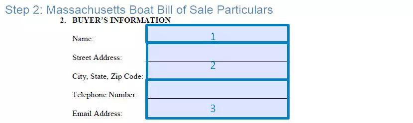 Step 2 to filling out a massachusetts boat bill of sale form particulars
