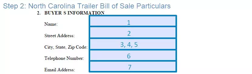 Step 2 to filling out a north carolina trailer bill of sale sample - particulars