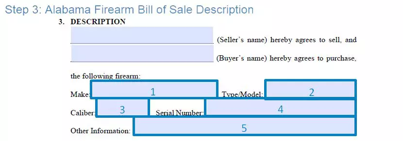 Step 3 to filling out an alabama firearm bill of sale template description